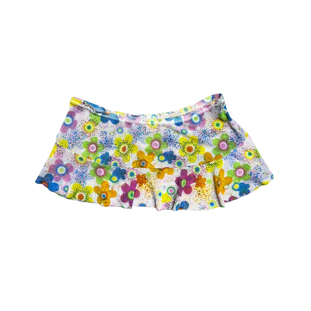 Floral Ruffle Swim Skirt Multi Color Daisy Print Swimwear Cover Up